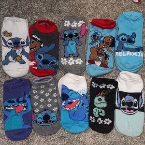 Disney Stitch Character Kids Ankle Socks Set of 10 - Multicolor